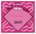 Heart Banner Valentine Big Square Labels 3.5x3.25